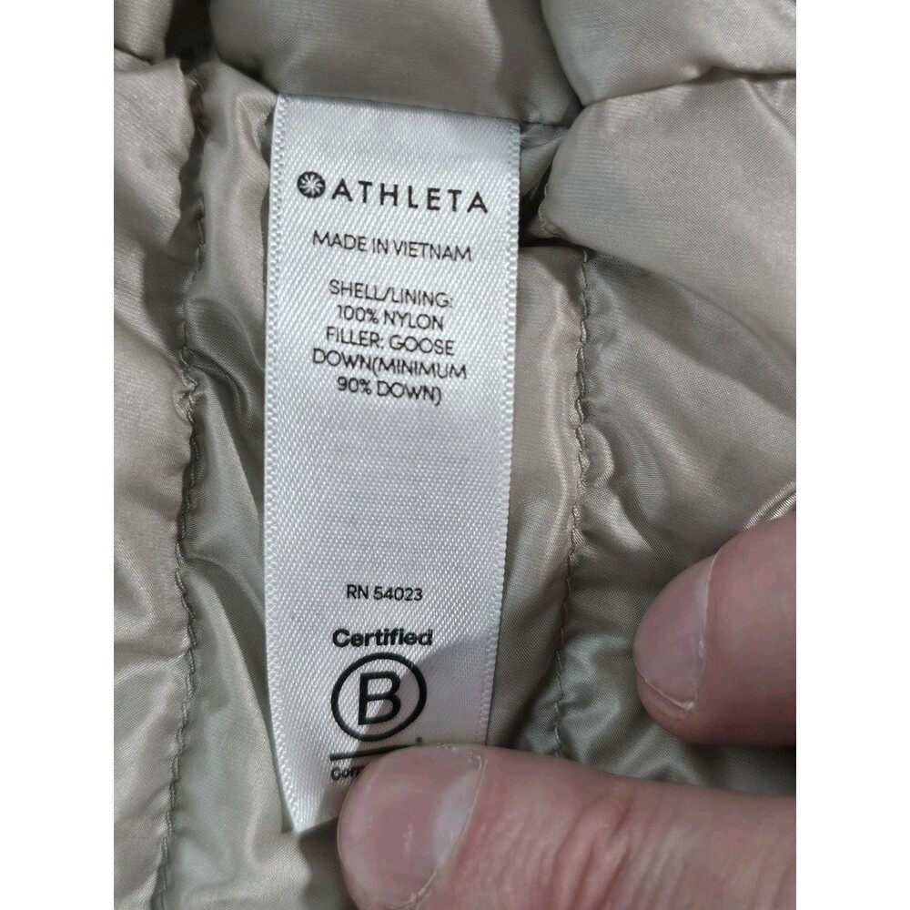 ATHLETA Jacket Womens Packable Goose Down Downkind Lightweight Puffer Small Grey - Picture 9 of 9